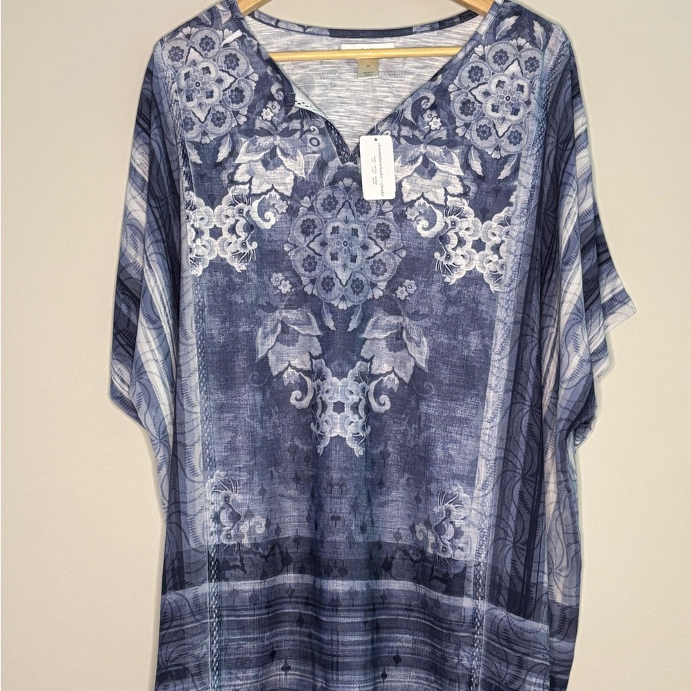 CJ Banks Women's Tunic Blue/Patterned NWT 3X